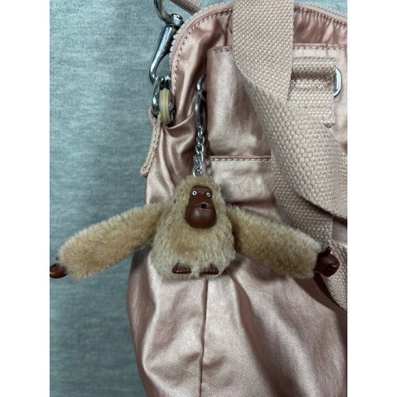 Kipling Shoulder Bag Satchel Monkey Keychain Pearlescent Pink Rose Gold - Picture 3 of 7